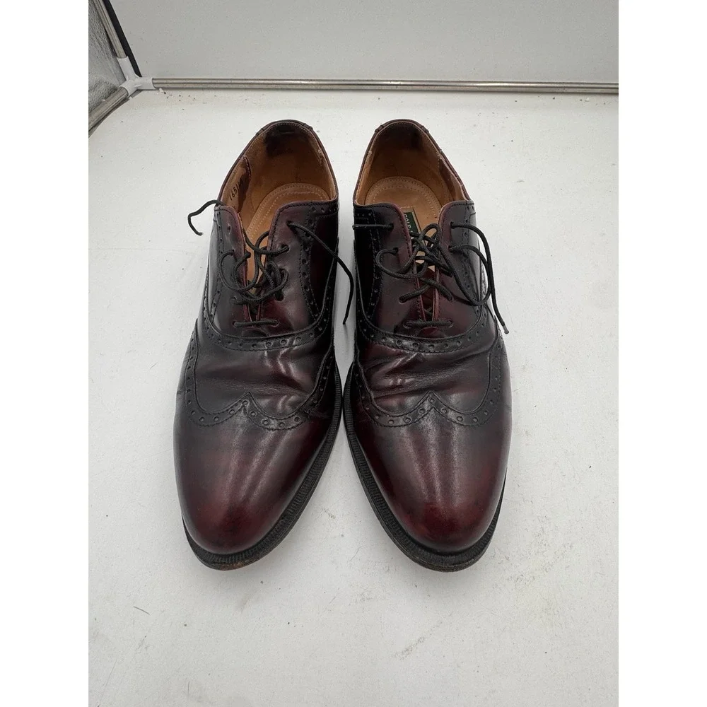 Vtg Cole Haan Wingtip Oxfords Sz 11B Burgundy Leather Dress Shoe Made USA 165144